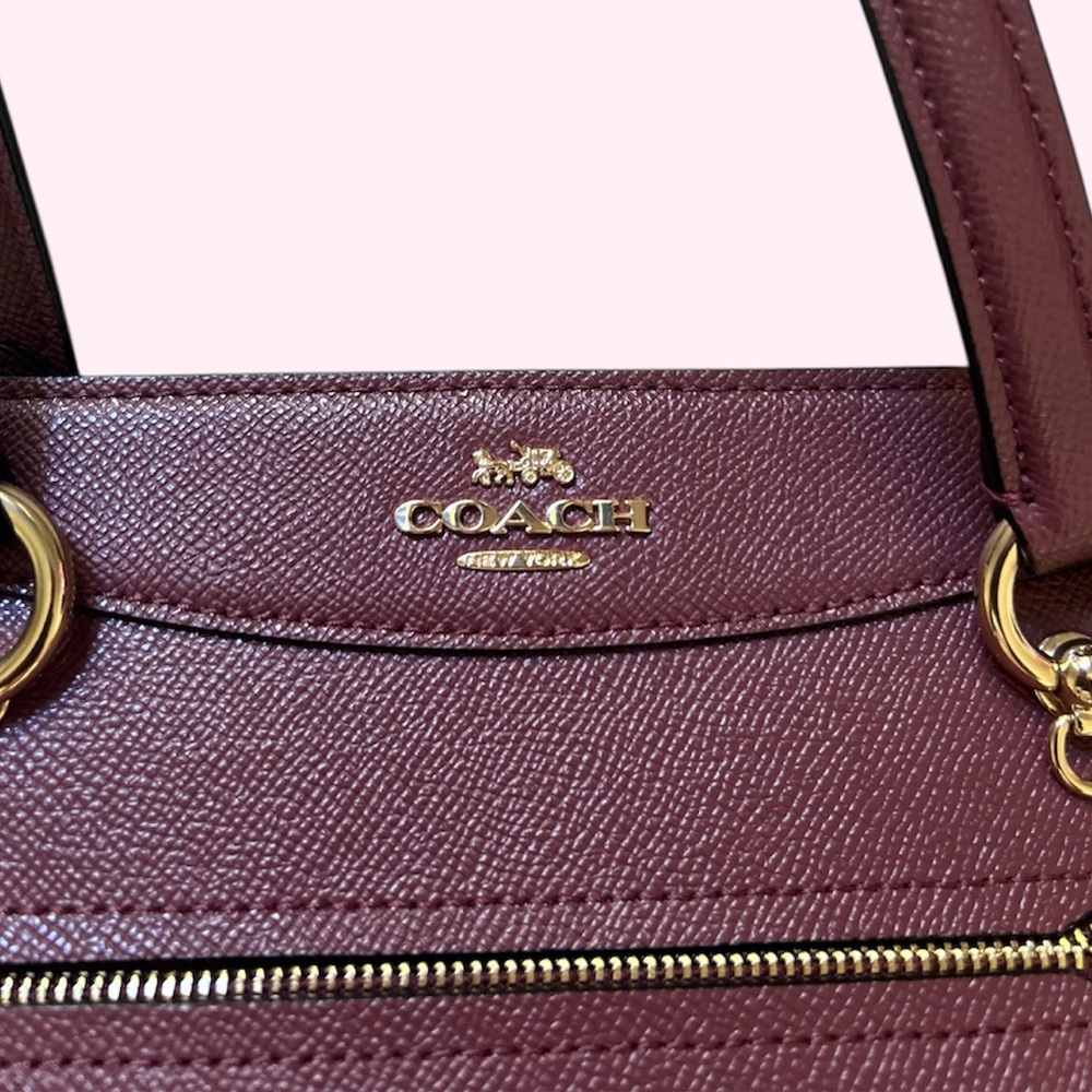 Coach Burgundy Handbag with Gold Hardware - Picture 5 of 7